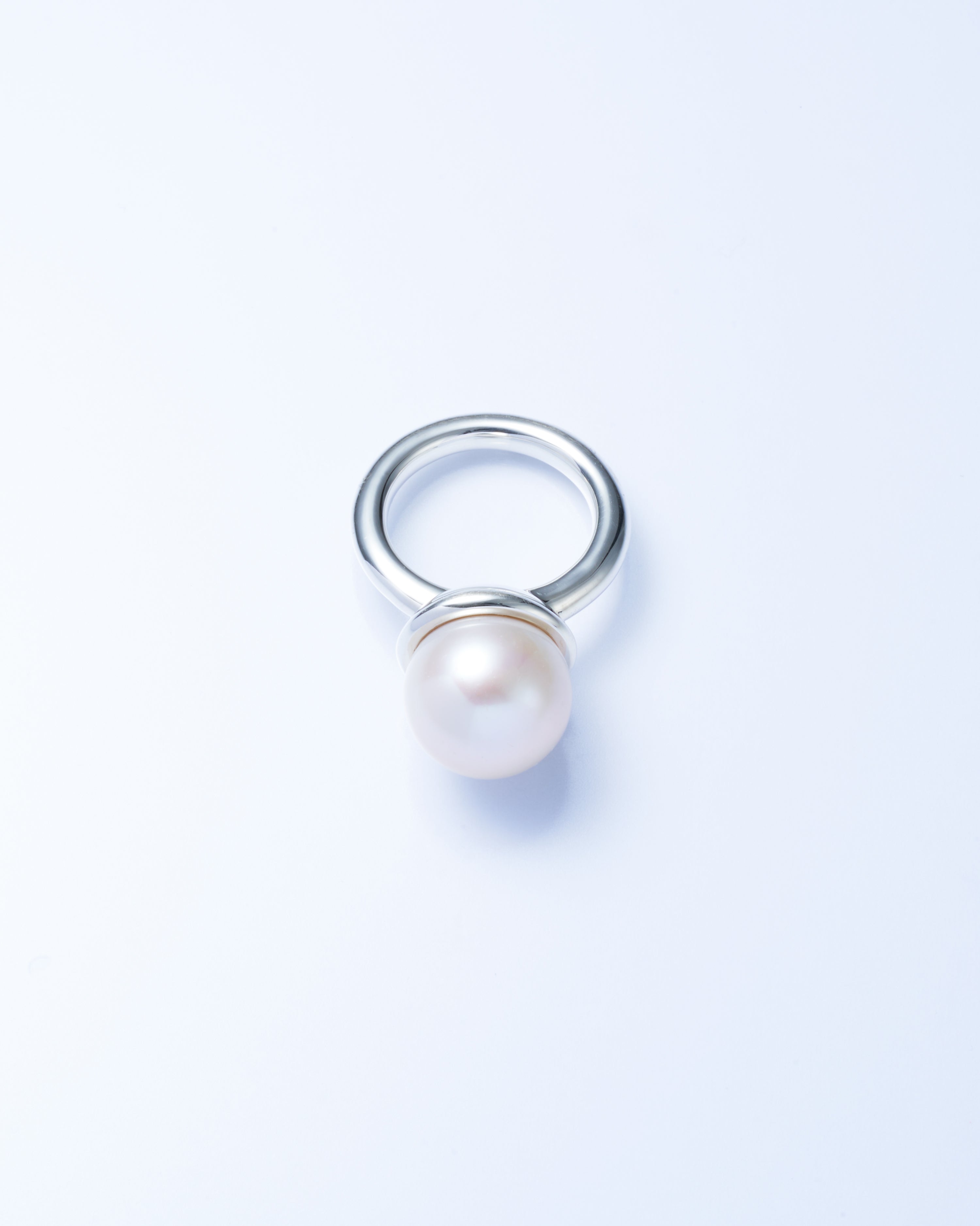 Pearl Cap Ring Large -Silver-