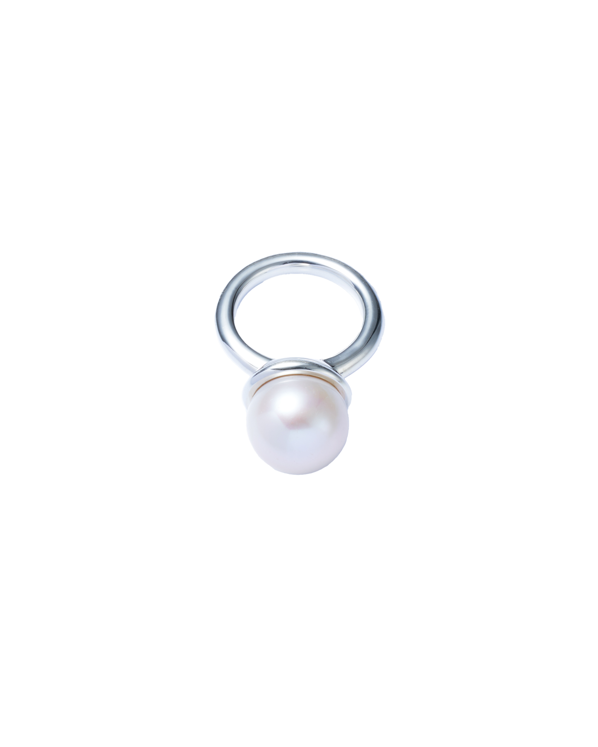 Pearl Cap Ring Large -Silver-