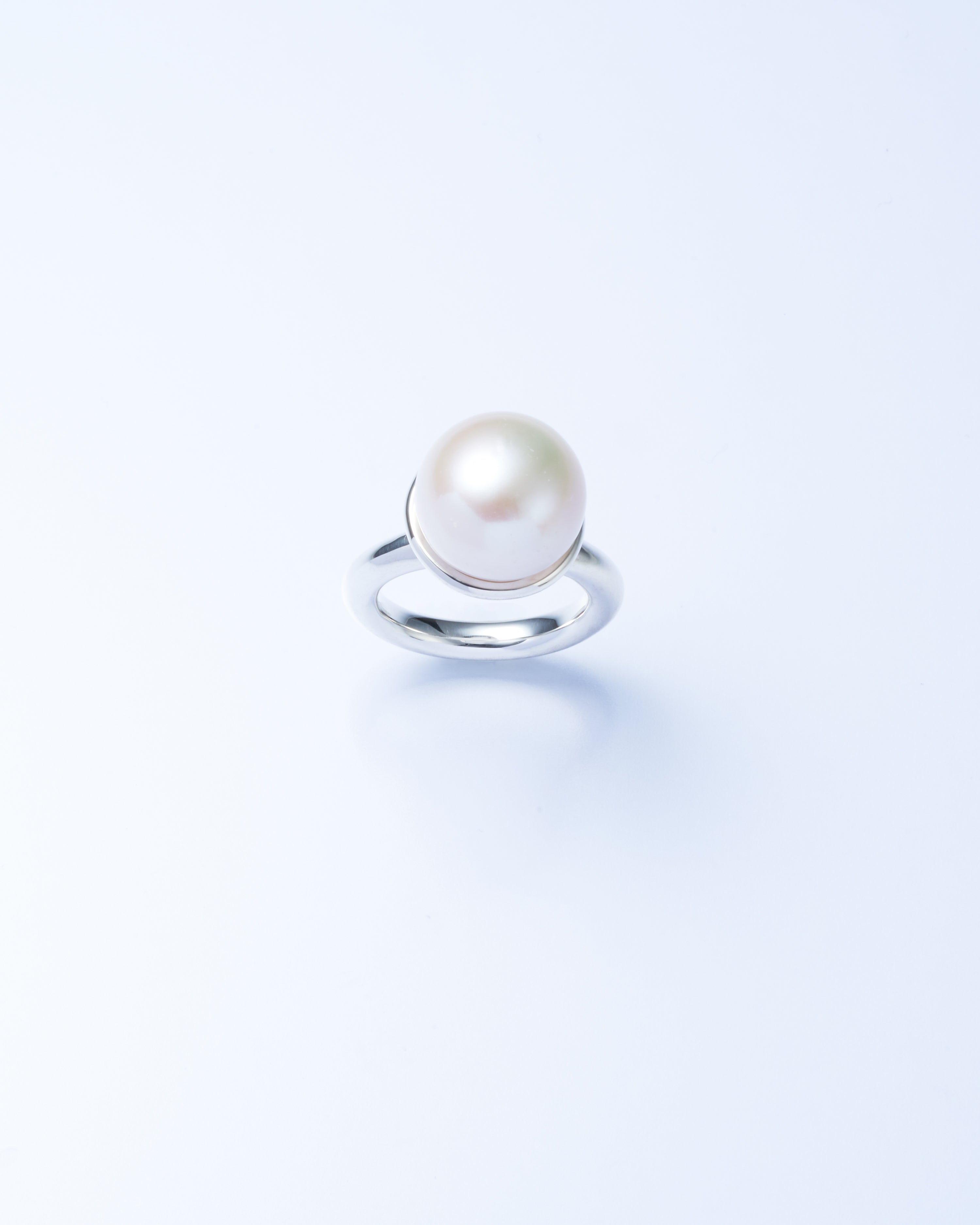 Pearl Cap Ring Large -Silver-