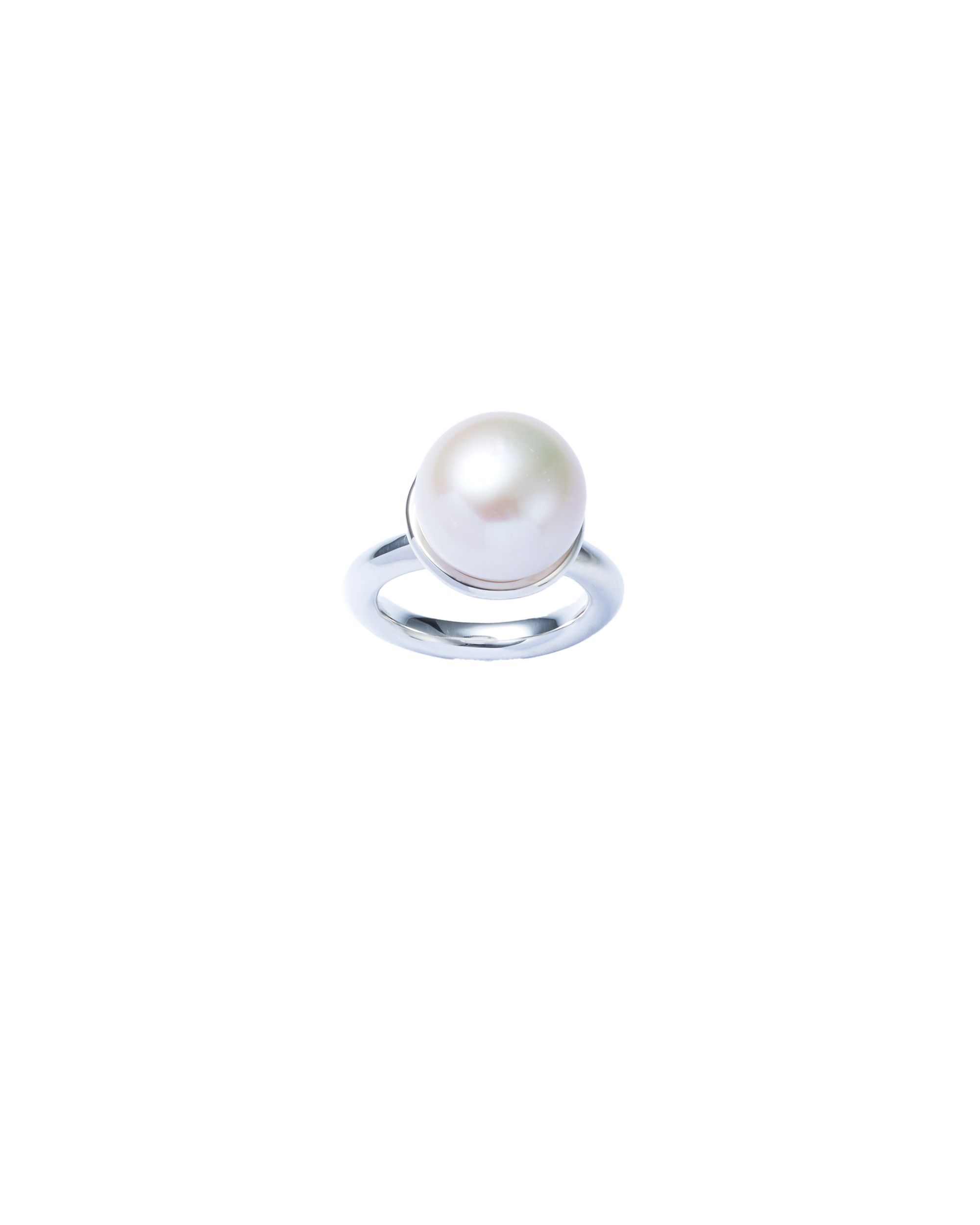 Pearl Cap Ring Large -Silver-