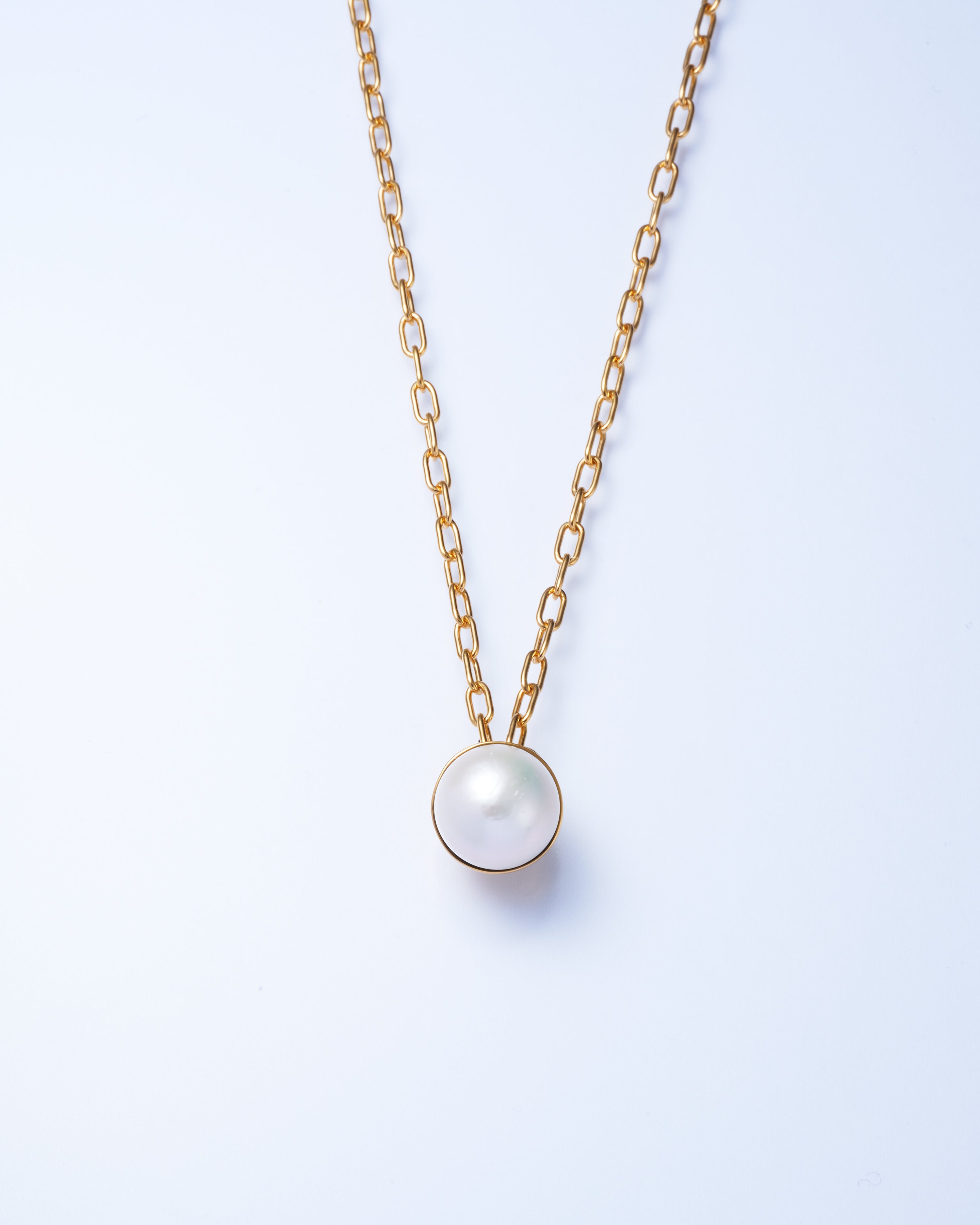 Pearl Cap Necklace Large -Gold-