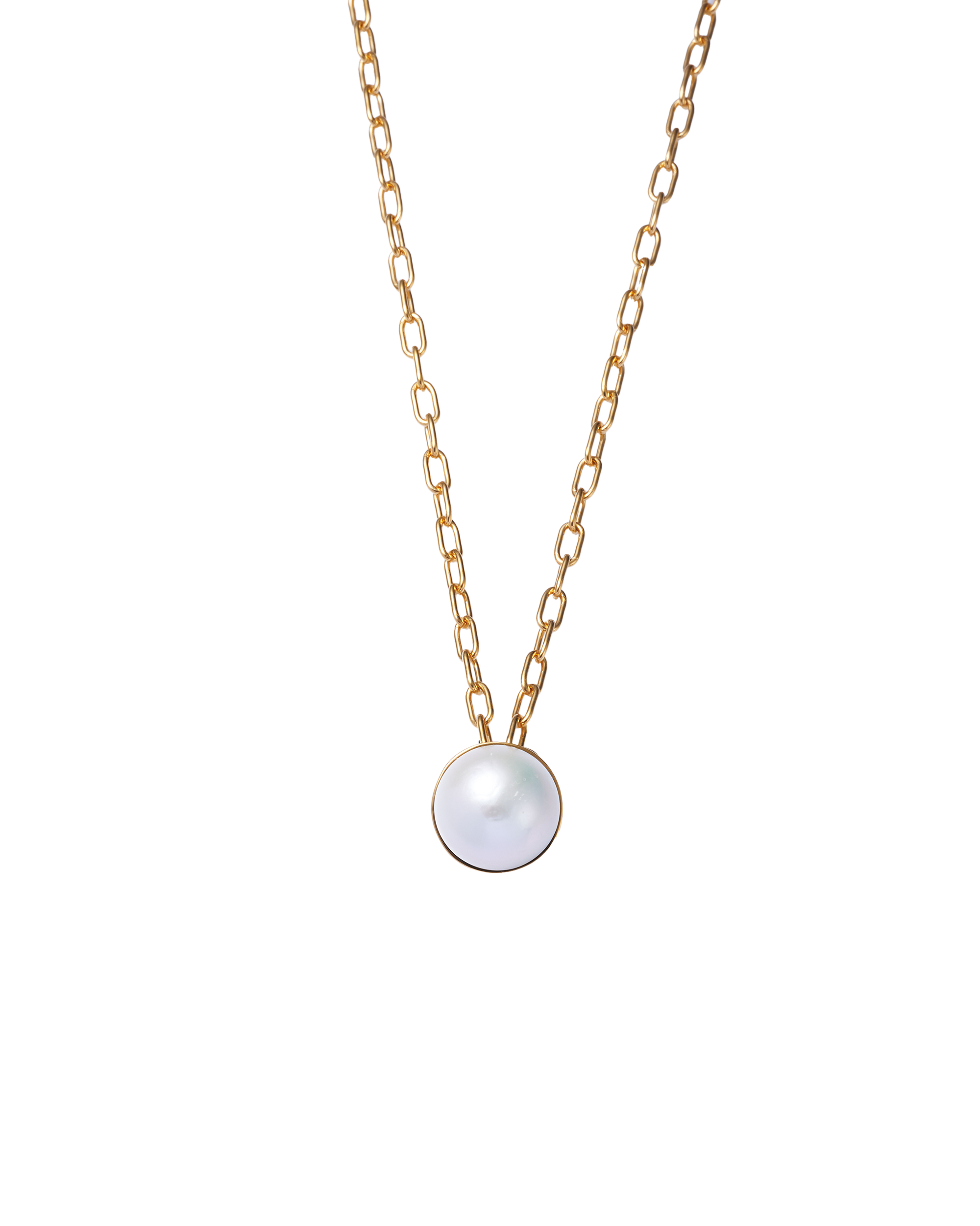 Pearl Cap Necklace Large -Gold-