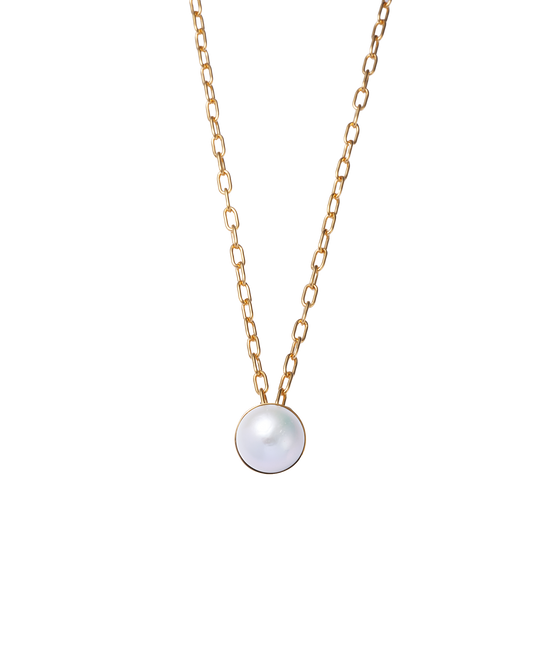 Pearl Cap Necklace Large -Gold-