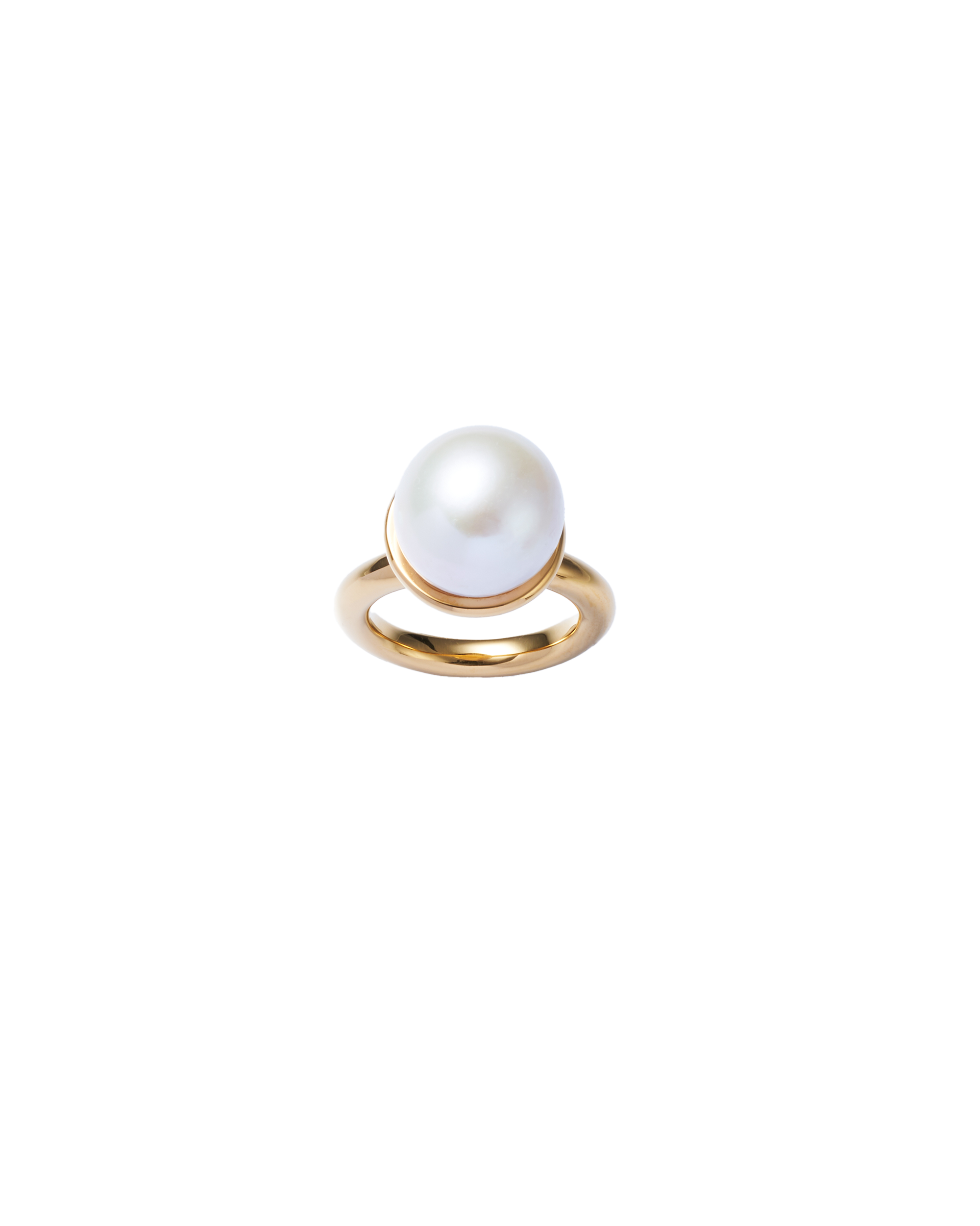 Pearl Cap Ring Large -Gold-