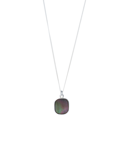 Black Shell Window Necklace -Silver-