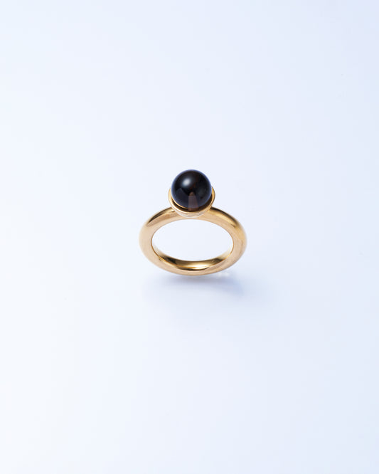 Smoky quartz Cap Ring Small -Gold-