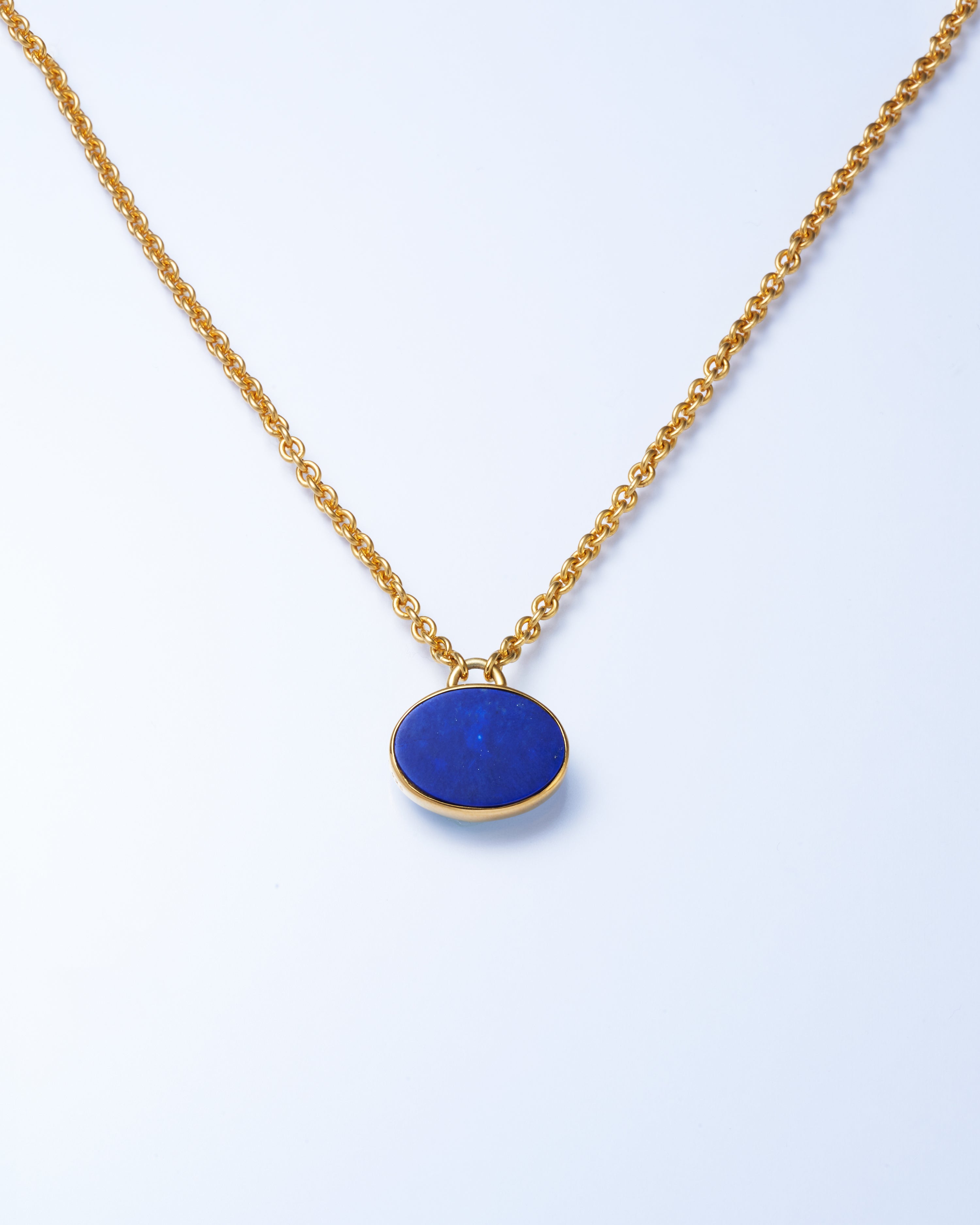 White Shell × Lapis Oval Necklace -Gold-