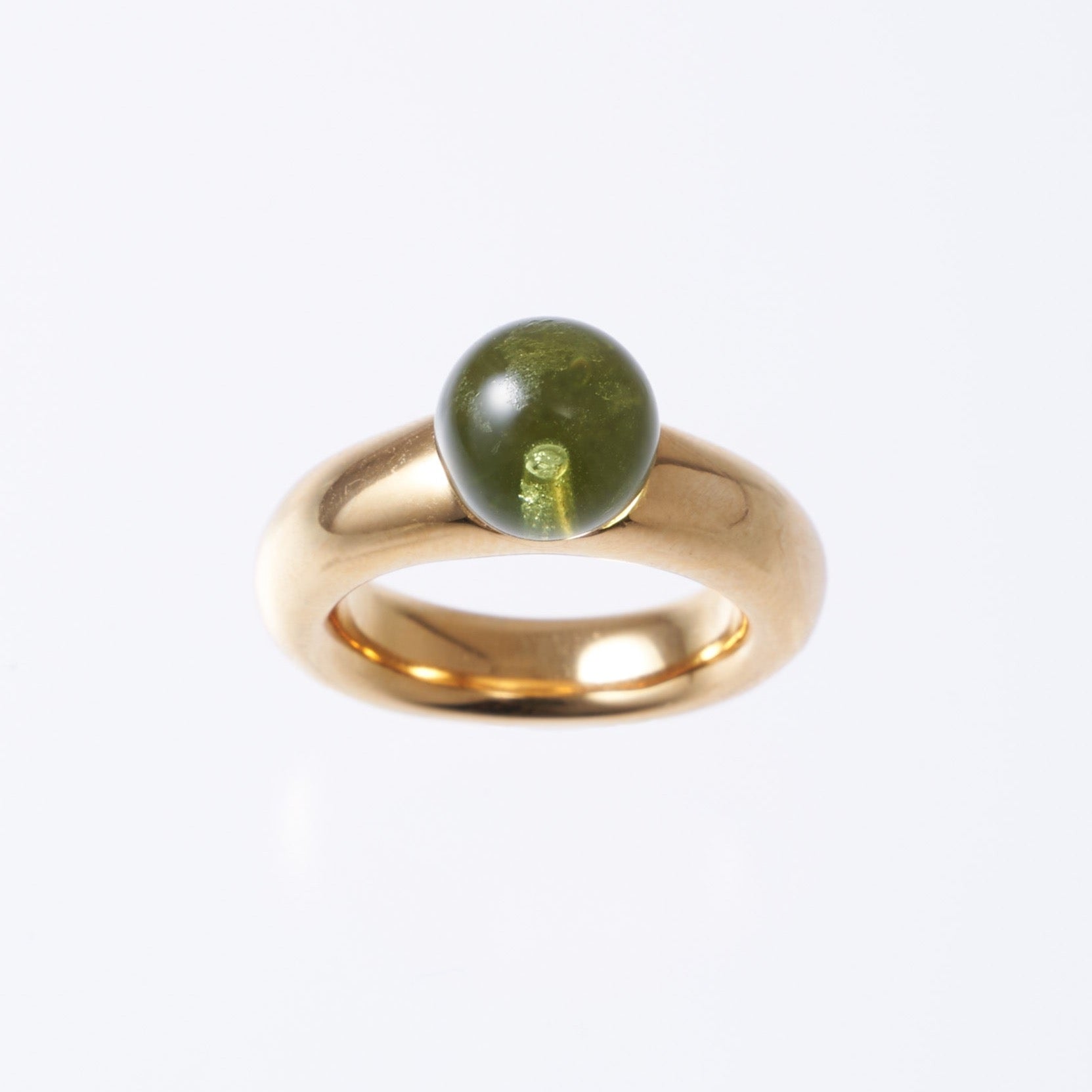 Sphere Amber Ring Gold -Green-